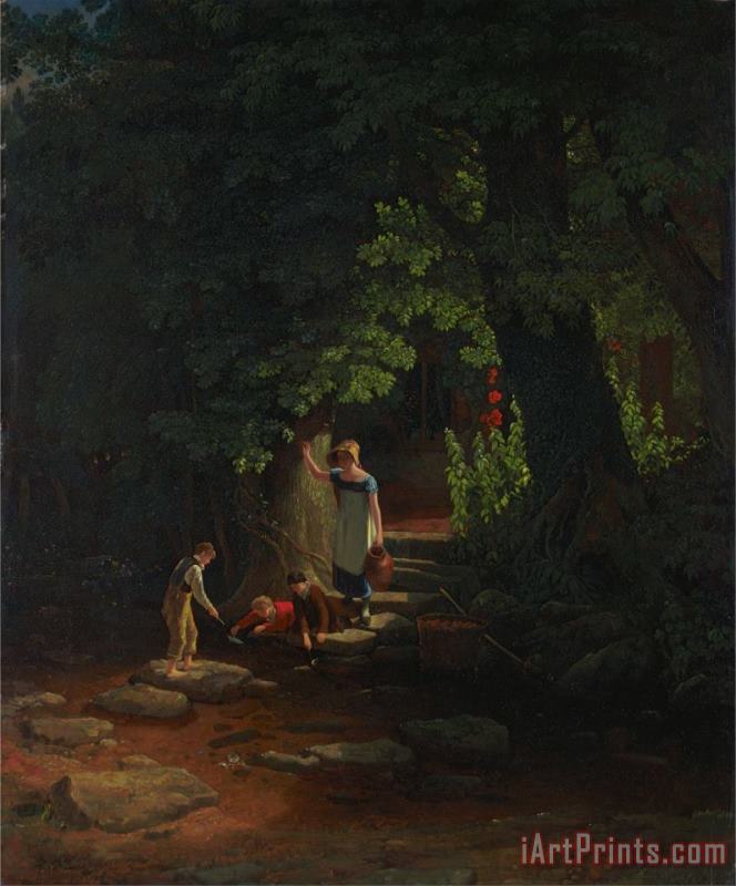 Children by a Brook painting - Francis Danby Children by a Brook Art Print