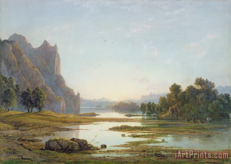 Francis Danby Sunset over a River Landscape Art Painting
