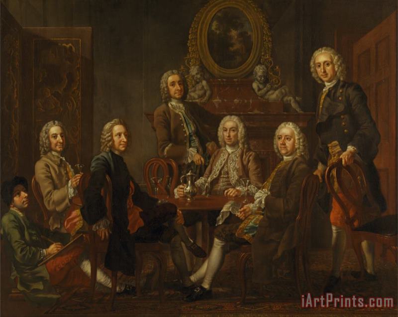 Portrait of a Group of Gentleman, with The Artist painting - Francis Hayman Portrait of a Group of Gentleman, with The Artist Art Print