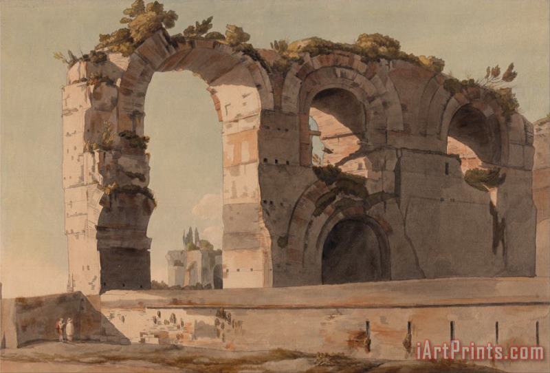 The Claudian Aquaduct, Rome painting - Francis Swaine The Claudian Aquaduct, Rome Art Print