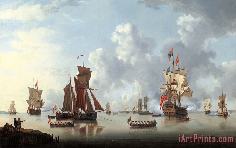 Francis Swaine The Landing of The Sailor Prince at Spithead Art Painting