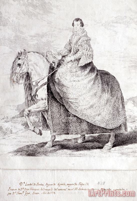 Isabel De Borbon, Queen of Spain, on Horseback painting - Francisco De Goya Isabel De Borbon, Queen of Spain, on Horseback Art Print