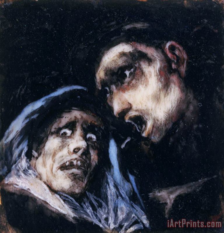 Francisco De Goya Monk Talking to an Old Woman Art Painting