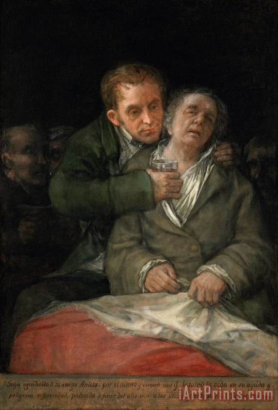Francisco De Goya Self Portrait with Dr. Arrieta Art Painting