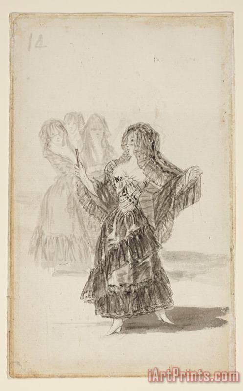 Francisco De Goya Two Majas Embracing (recto); Maja Parading Before Three Others (verso) Art Print