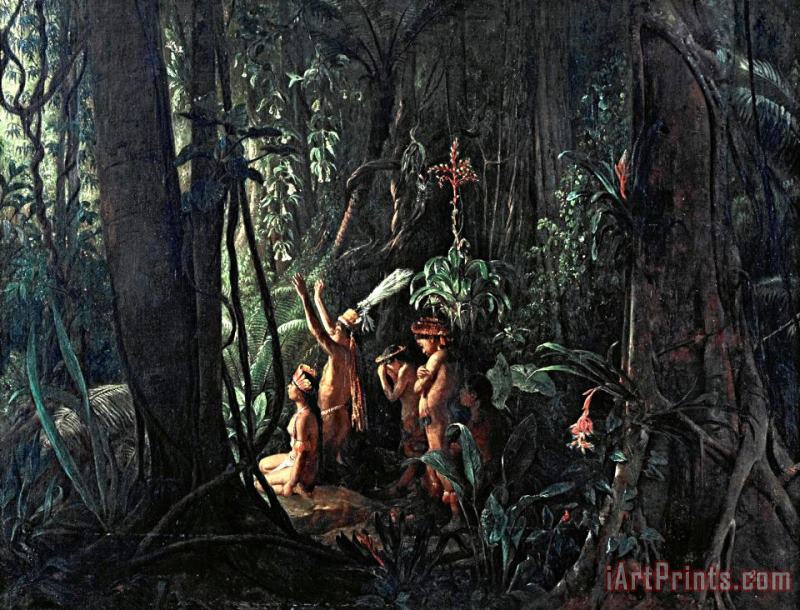 Francois Auguste Biard Amazonian Indians Worshiping The Sun God Art Painting