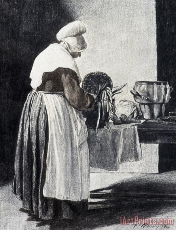 The Cook painting - Francois Bonvin The Cook Art Print