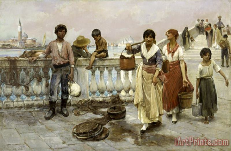 Water Carriers, Venice painting - Frank Duveneck Water Carriers, Venice Art Print
