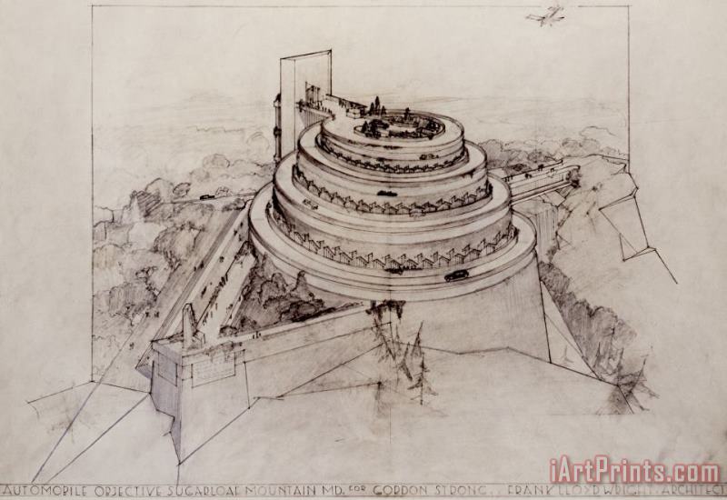 Frank Lloyd Wright Gordon Strong Automobile Objective (project) (aerial View). Sugarloaf Mountain, Md Art Print