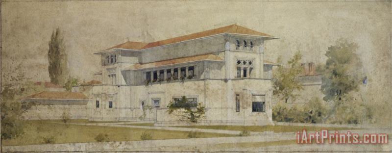 Isidore Heller House (perspective View). Chicago, Il painting - Frank Lloyd Wright Isidore Heller House (perspective View). Chicago, Il Art Print