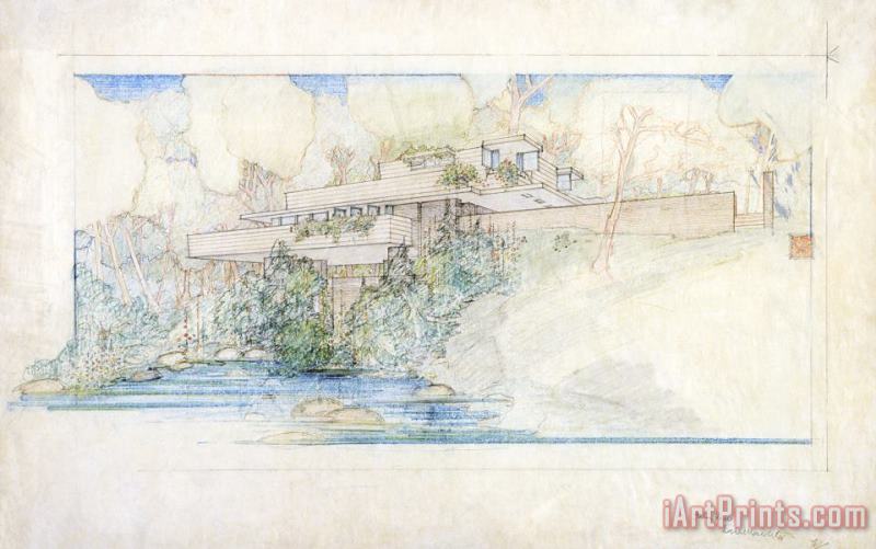 John C. Pew House, Shorewood Hills, Wi painting - Frank Lloyd Wright John C. Pew House, Shorewood Hills, Wi Art Print