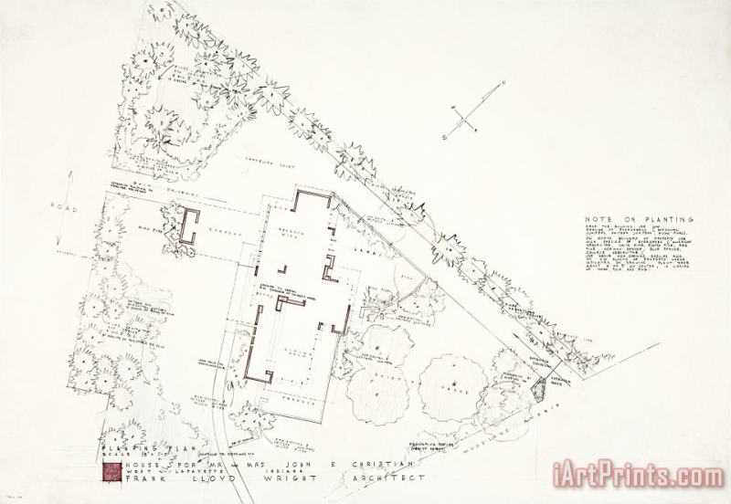Frank Lloyd Wright John E. Christian House “samara” (planting View). West Lafayette, in Art Print