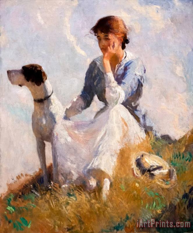 Frank Weston Benson Girl with a Dog Art Painting