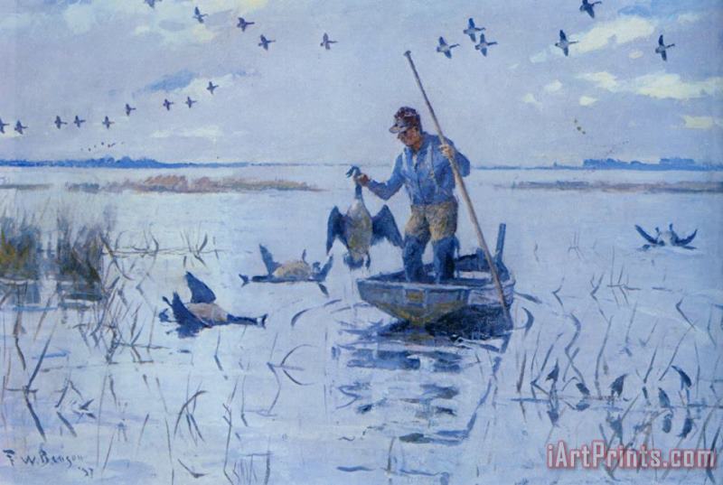 Retrieving Geese painting - Frank Weston Benson Retrieving Geese Art Print