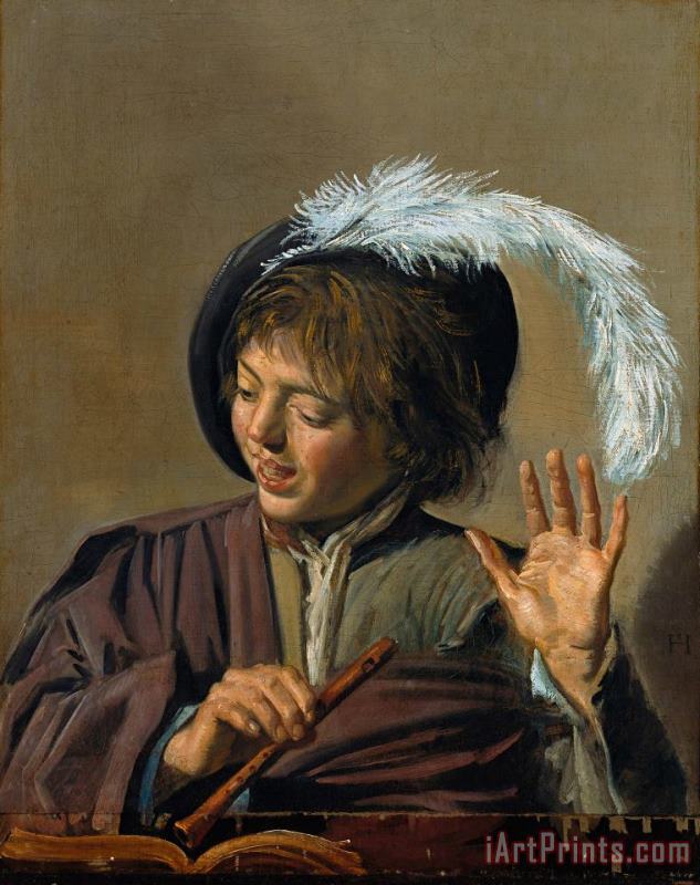 Frans Hals Singing Boy with Flute Art Print