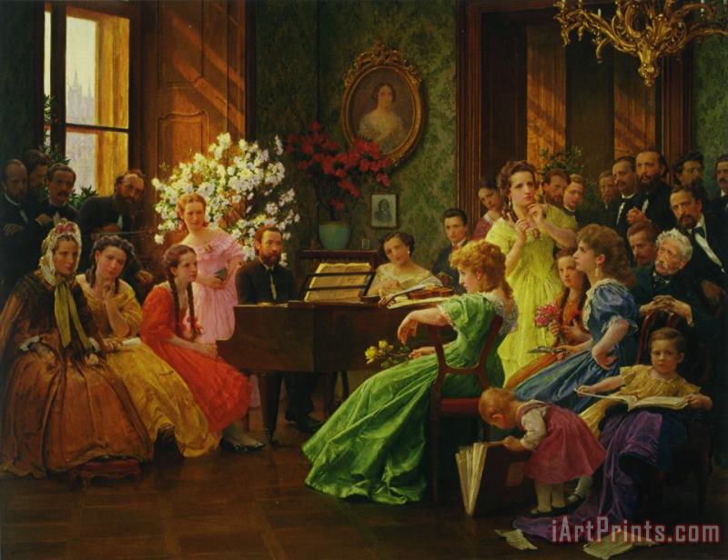 Franz Dvorak Smetana And His Friends in 1865 Art Painting