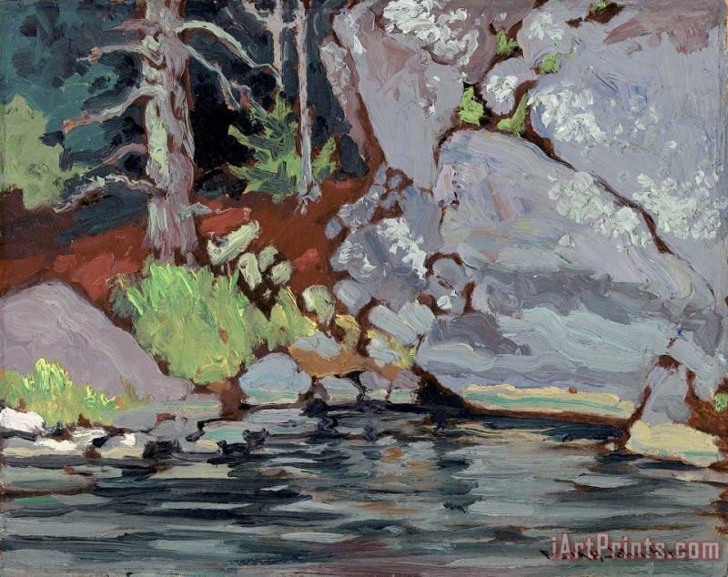 Lichen Covered Rocks, Bryce's Island, Lake of The Woods painting - Franz Johnston Lichen Covered Rocks, Bryce's Island, Lake of The Woods Art Print
