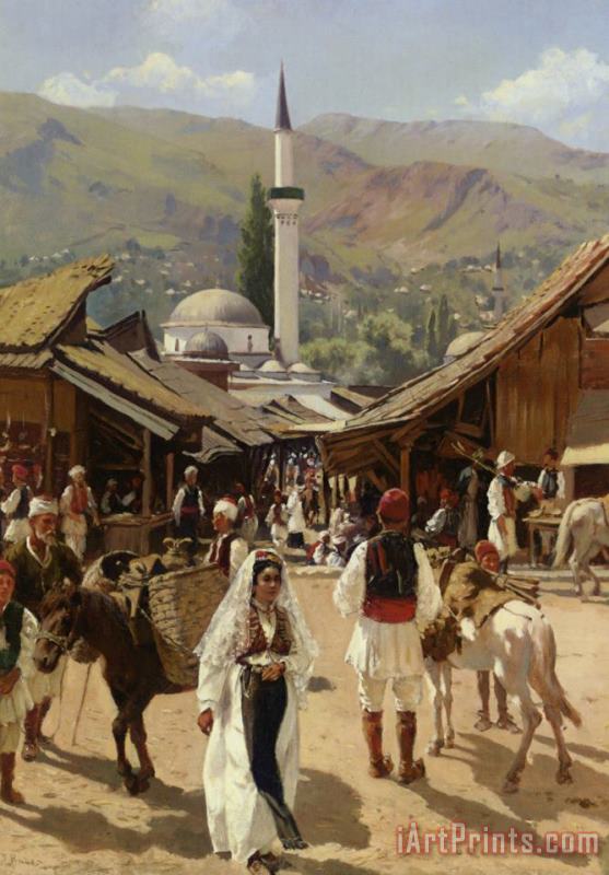 View of Bascarsija Santajevo painting - Franz Leo Ruben View of Bascarsija Santajevo Art Print