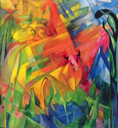 Franz Marc Animals in a Landscape painting