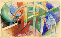 Franz Marc Blue Horse with Rainbow painting