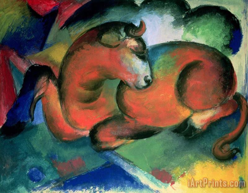 The Red Bull painting - Franz Marc The Red Bull Art Print