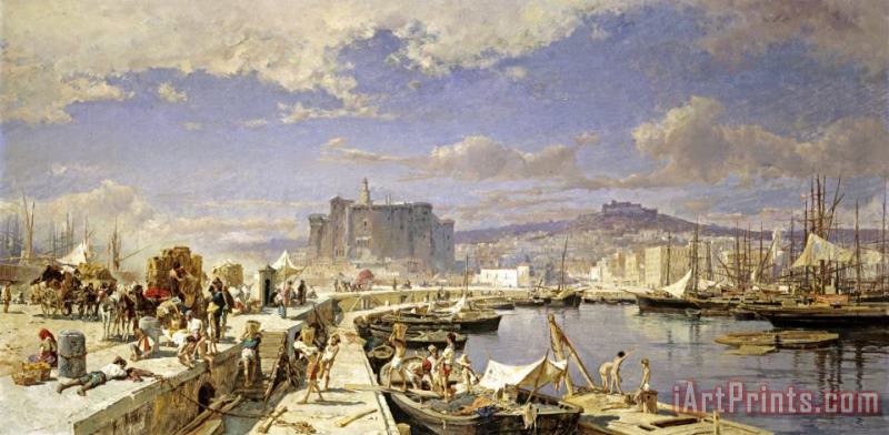 Franz Theodor Aerni The Harbour of Naples Art Painting