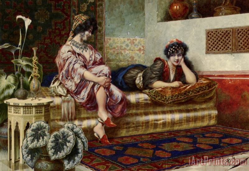 Idle Hours in The Harem painting - Franz von Defregger Idle Hours in The Harem Art Print