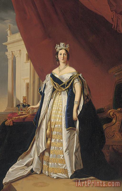 Portrait Of Queen Victoria In Coronation Robes painting - Franz Xaver Winterhalter Portrait Of Queen Victoria In Coronation Robes Art Print