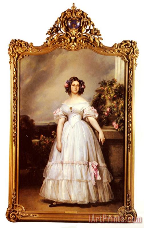 Franz Xavier Winterhalter A Full Length Portrait of H.r.h Princess Marie Clementine of Orleans Art Painting