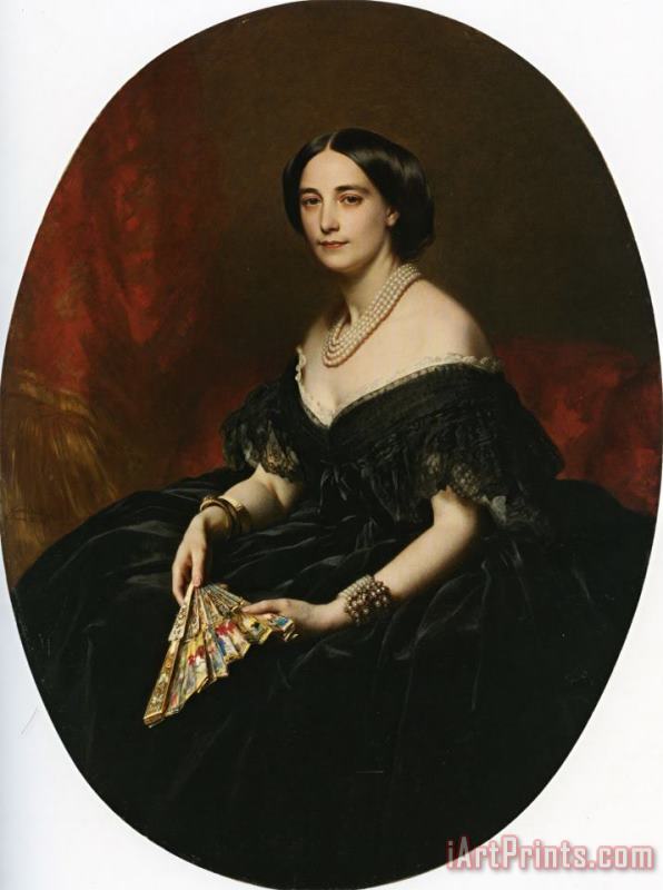 Franz Xavier Winterhalter Portrait of a Lady with a Fan Art Painting