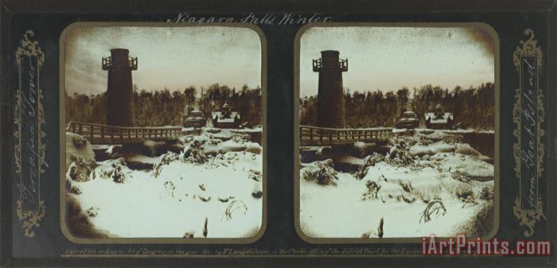 Frederic And William Langenheim Winter Niagara Falls, Terrapin Tower From Goat Island Art Print