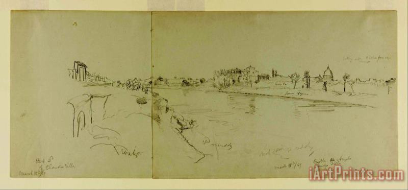 Frederic Edwin Church Drawing. Sketches From Rome. A. St. Peters And The Vatican Place Shown From The Northeast. B, C. ... Art Painting