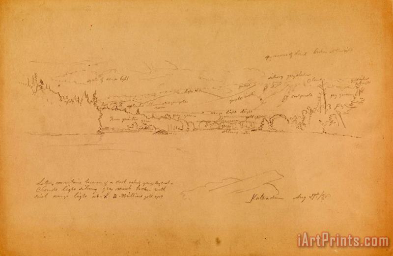 Frederic Edwin Church Shore of Lake And Foothills of Mount Katahdin Art Print