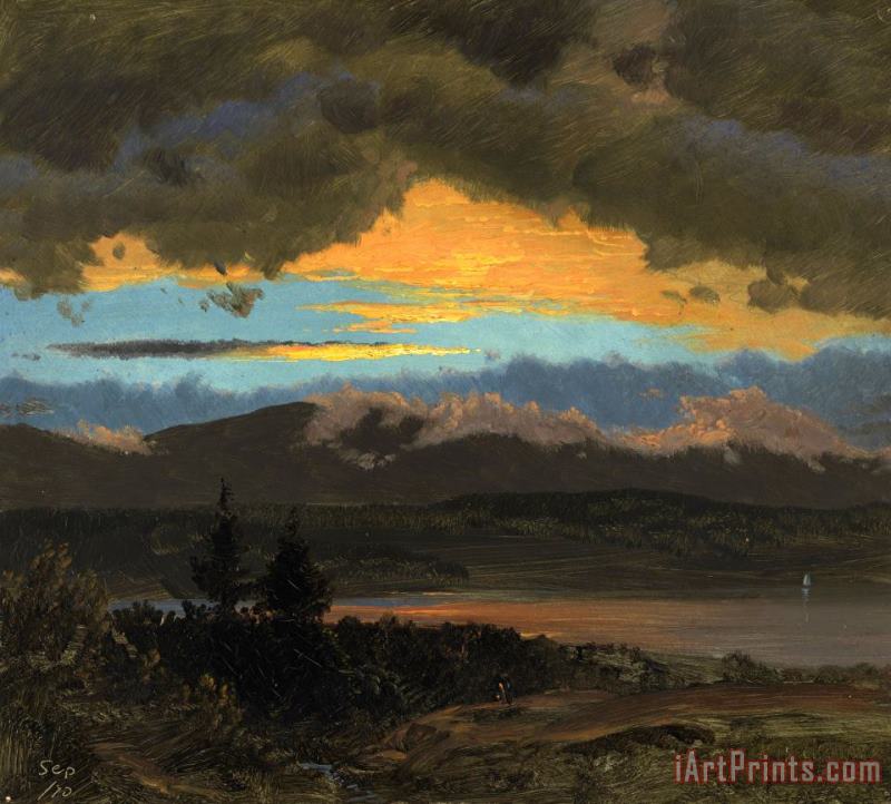 Frederic Edwin Church Sunset Across The Hudson Valley, New York Art Painting