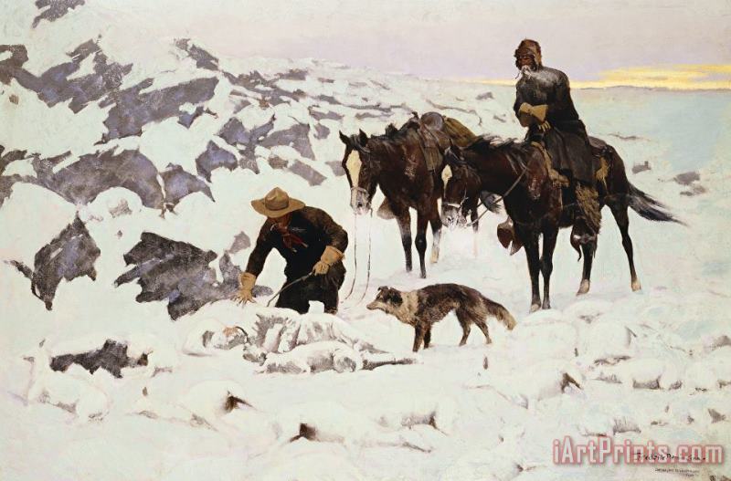 The Frozen Sheepherder painting - Frederic Remington The Frozen Sheepherder Art Print