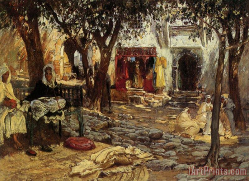 Frederick Arthur Bridgman Idle Moments an Arab Courtyard Art Painting