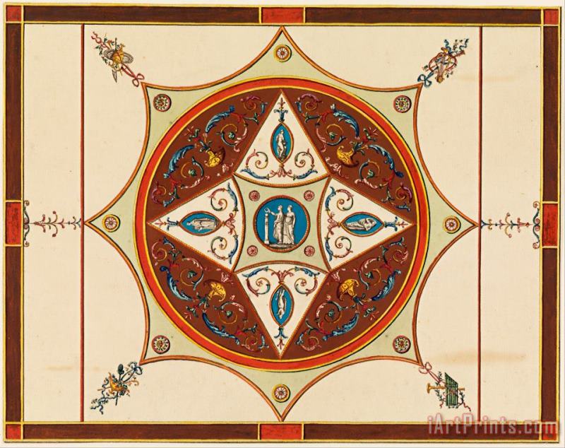 Design for a Painted Ceiling painting - Frederick Crace Design for a Painted Ceiling Art Print