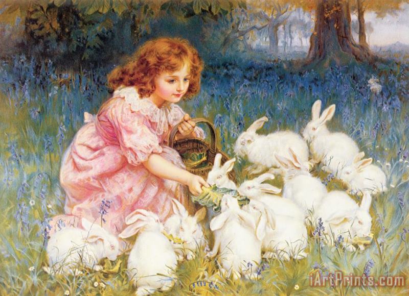 Feeding the Rabbits painting - Frederick Morgan Feeding the Rabbits Art Print