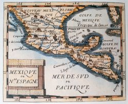 French School Antique Map of Mexico or New Spain