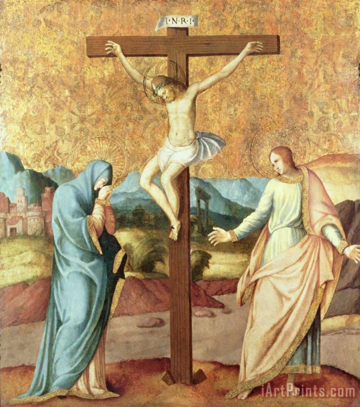 The Crucifixion with the Virgin and St John the Evangelist painting - French School The Crucifixion with the Virgin and St John the Evangelist Art Print