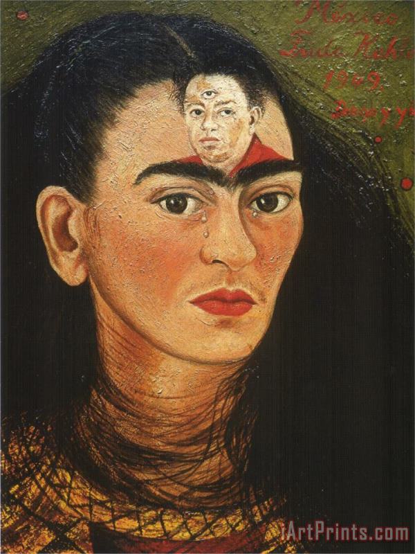 Diego And I 1949 painting - Frida Kahlo Diego And I 1949 Art Print