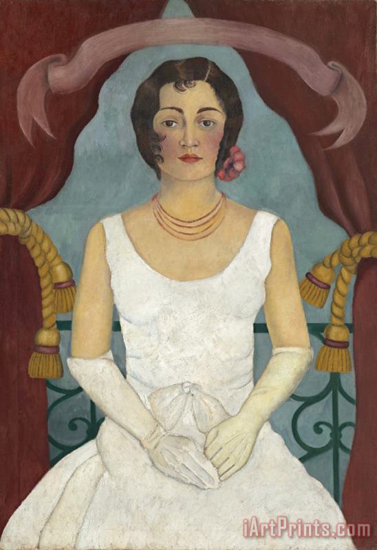Frida Kahlo Portrait of a Lady in White Art Painting
