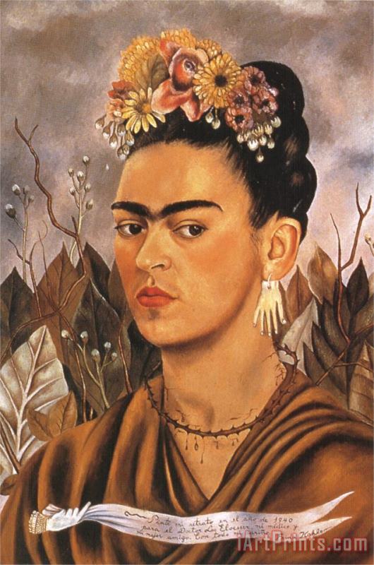 Frida Kahlo Self Portrait Dedicated to Dr Eloesser 1940 Art Print