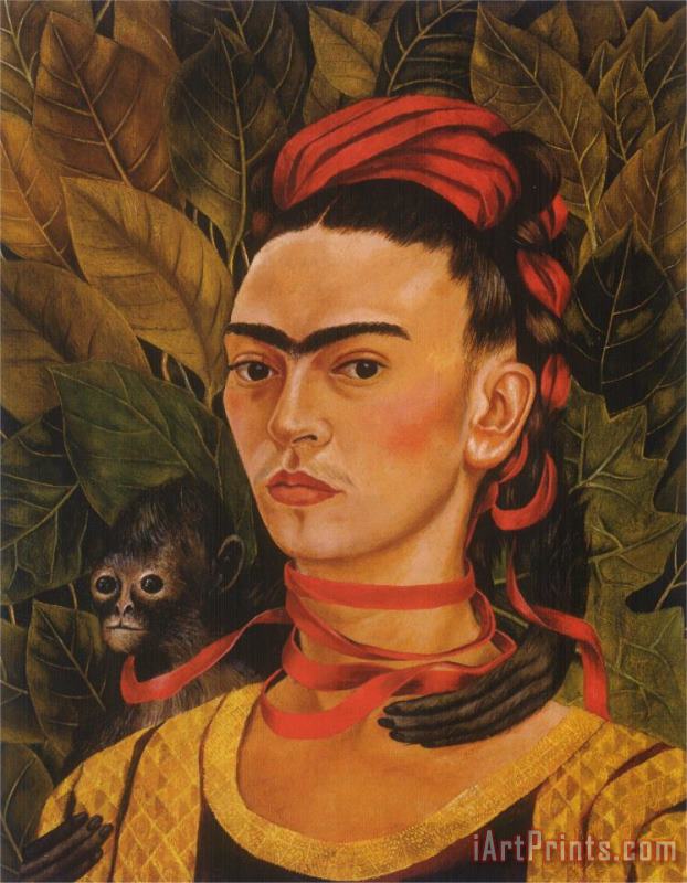 Frida Kahlo Self Portrait with Monkey 1940 Art Print