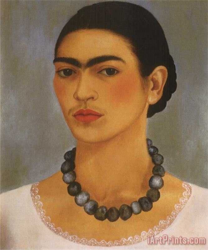 Frida Kahlo Self Portrait with Necklace 1933 Art Print