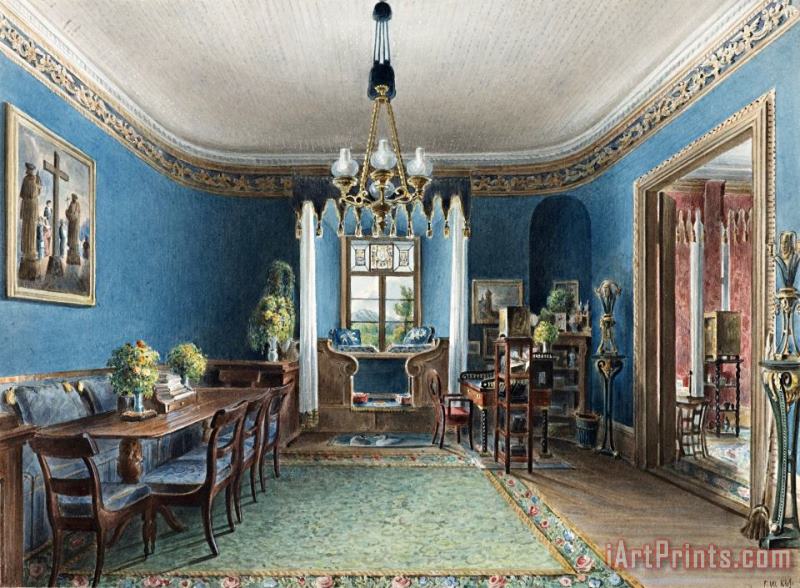 Friedrich Wilhelm Klose The Blue Room, Schloss Fischbach Art Painting
