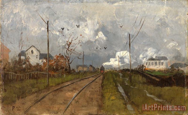 Frits Thaulow The Train Is Arriving Art Painting