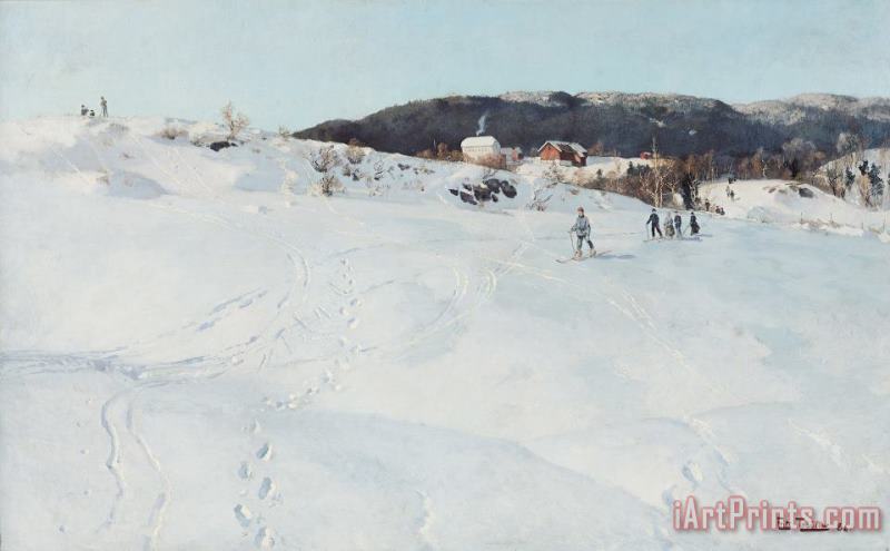Fritz Thaulow A Winter's Day in Norway Art Print