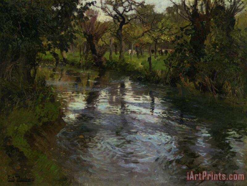 Fritz Thaulow On The Banks Art Painting