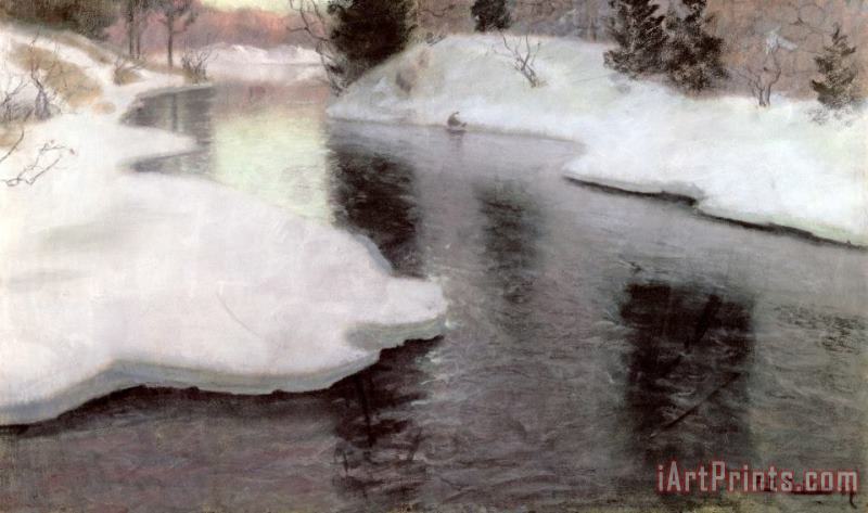Fritz Thaulow Thawing Ice: The Lysaker River Art Painting